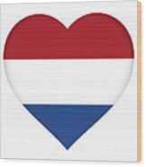 Flag Of The Netherlands Heart Wood Print