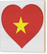 Flag Of Vietnam Heart Wood Print