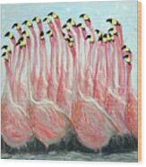 Flamingo Abstract Impressions Wood Print