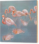 Flamingo Blues Wood Print