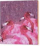 Flamingo Frenzy Wood Print