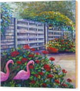 Flamingo Gardens Wood Print