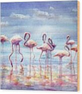 Flamingo's Paradise Wood Print