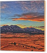 Flatiron Sunset Fire Red Wood Print