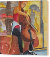 Florence With Cello Wood Print