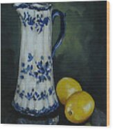 Flow Blue And Lemons Wood Print
