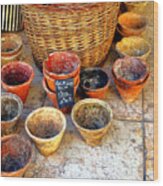Flower Pots In Provence Wood Print
