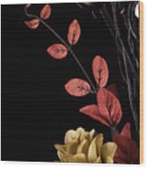 Flowers Arrangement With Black Background Wood Print