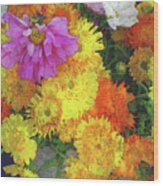 Flowers That Smile Digital Watercolor Wood Print