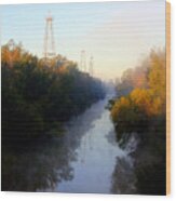 Foggy Fall Morning On The Sabine River Wood Print