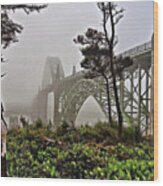 A Foggy Morning On Yaquina Bay Wood Print