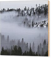 Foggy Mountain Pass Wood Print