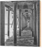 Follow The Lines Under Huntington Beach Pier Wood Print