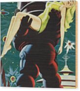 Forbidden Planet In Cinemascope Retro Classic Movie Poster Portraite Wood Print