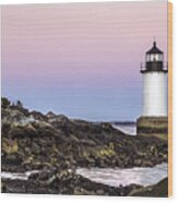Fort Pickering Lighthouse, Harvest Supermoon, Salem, Ma Wood Print