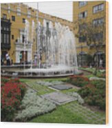 Fountain In Central Lima Wood Print