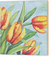 Four Tulips Wood Print