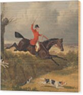 Fox Hunting Clearing Ditch Wood Print