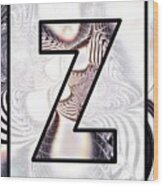 Fractal - Alphabet - Z Is For Zebra Colors Wood Print