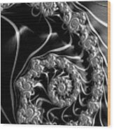 Fractal Steampunk Spiral Black And White Wood Print