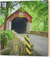 Frankenfield Covered Bridge In Summer Wood Print