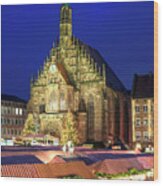 Frauenkirche Lights Nuremberg Wood Print