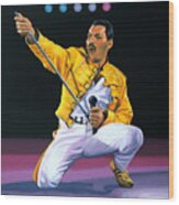 Freddie Mercury Live Wood Print
