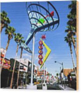 Fremont East District Neon Signs From The West In The Day Wood Print