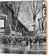 Fremont Street Casinos Bw Wood Print