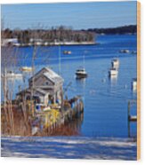 Friendship Harbor In Winter Wood Print