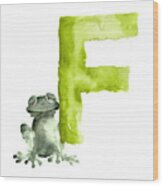 Frog Watercolor Alphabet Painting Wood Print