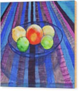 Fruit Bowl On Weaving   8.5 X 11 Wood Print
