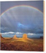 Full Rainbow Over The Mittens Wood Print