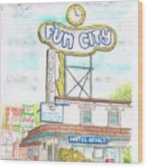 Fun City Motel, Las Vegas, Nevada Wood Print