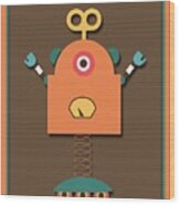 Fun Retro Robot Toy Wood Print