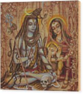 Ganesha Parvati Mahadeva Wood Print