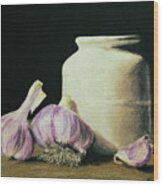 Garlic Crock Wood Print