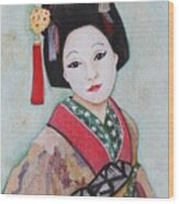 Geisha 3 Watercolor Wood Print