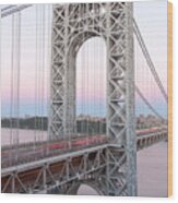 George Washington Bridge And Traffic Wood Print