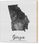 Georgia State Map Art - Grunge Silhouette Wood Print