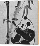 Giant Panda And Bamboo Wood Print