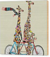 Giraffe Days Lets Tandem Wood Print