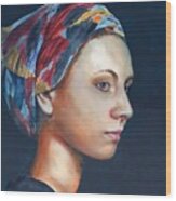 Girl In Headscarf Wood Print