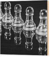 Glass Pawns Reflected - With Logo Wood Print