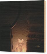 Glimpses - Night Cat Wood Print