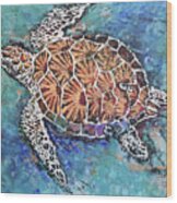 Glittering Turtle Wood Print