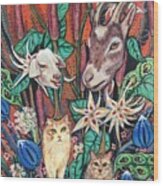 Goat Weed And Cat Tails Wood Print