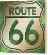 Gold Route 66 Sign Wood Print