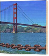 Golden Gate Bridge And Chain Wood Print