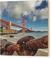 Golden Gate Bridge And Ft Point Wood Print